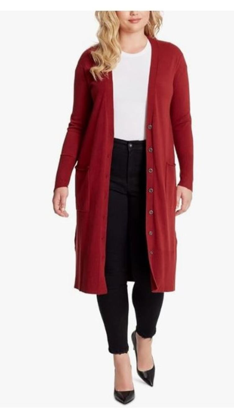 Jessica Simpson Burgundy Red Pear Long Cardigan Sweater 2X NWT